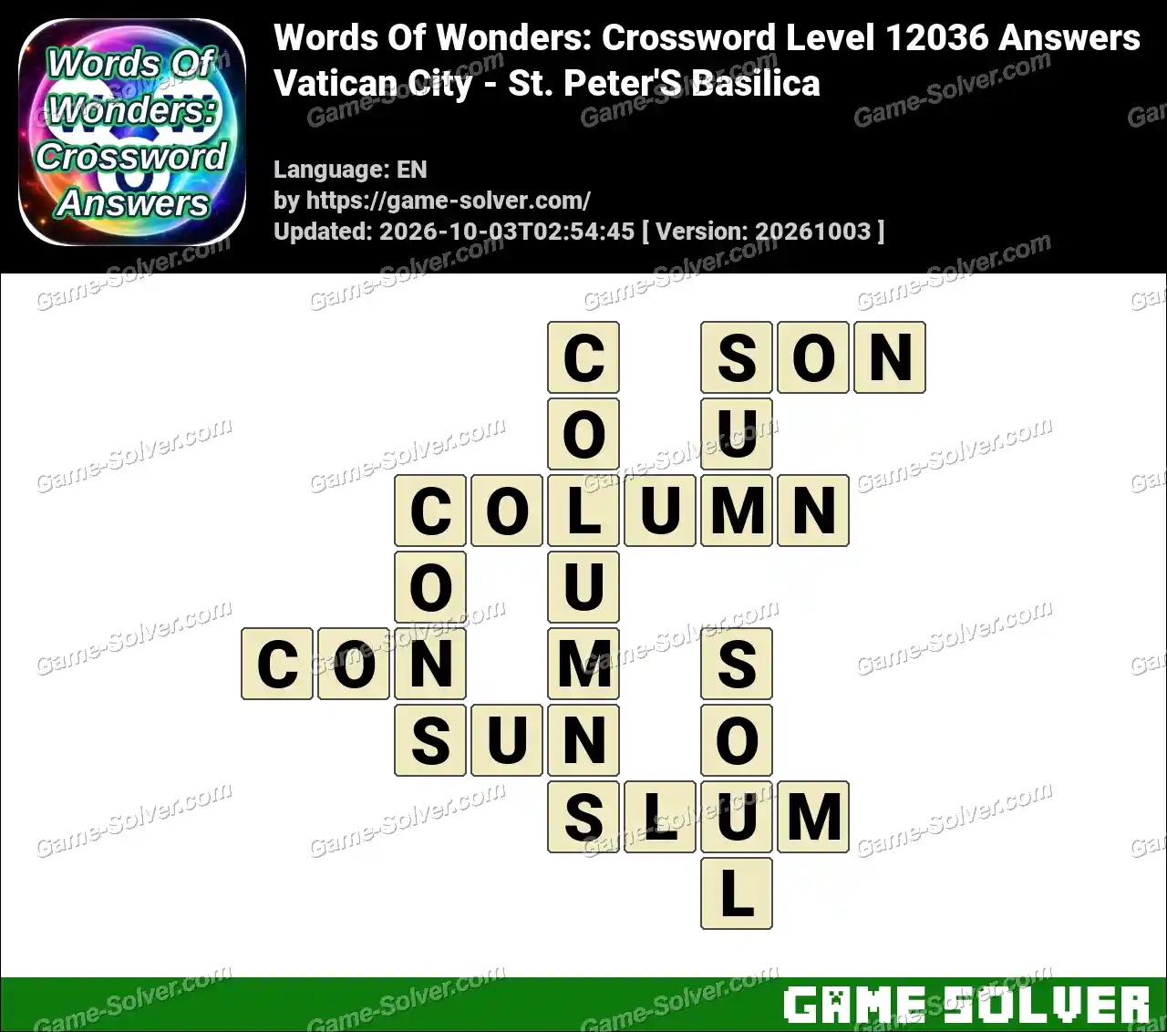 Words Of Wonders: Crossword Level 12036 Answers – Vatican City – St. Peter’S Basilica